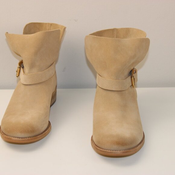 Michael Kors The Jet Set 6 Walton Bone Tan Suede Leather Ankle Boots Size 10 - Picture 2 of 9